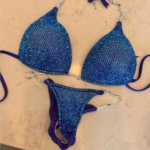 Angels Competition Blue and Purple Rhinestone Bikini Set
